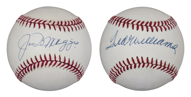 Joe DiMaggio and Ted Williams Single Signed Baseballs Lot of 2 (JSA)